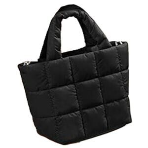 New Kalidi Black Nylon Quilted Small Puffer Lightweight Tote Bag Purse Handbag